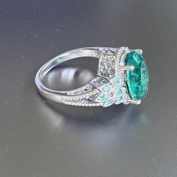 Sterling Silver 925 Oval Cut Spinel Ring With Intricate Accents Size 10 - Picture 2 of 6